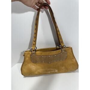 Condotti Italy Vintage tan leather top handle Studded bag purse Gorgeous RARE
